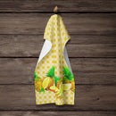 Pineapples on Basketweave Kitchen Towel Velour Plush Front and Cotton Loop Back Machine Washable