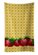 Strawberries on Basketweave Kitchen Towel Velour Plush Front and Cotton Loop Back Machine Washable