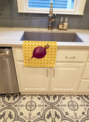 Beet Root on Basketweave Kitchen Towel Velour Plush Front and Cotton Loop Back Machine Washable