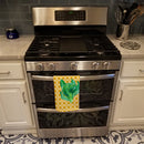 Broccoli on Basketweave Kitchen Towel Velour Plush Front and Cotton Loop Back Machine Washable