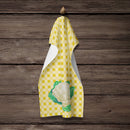 Cauliflower on Basketweave Kitchen Towel Velour Plush Front and Cotton Loop Back Machine Washable