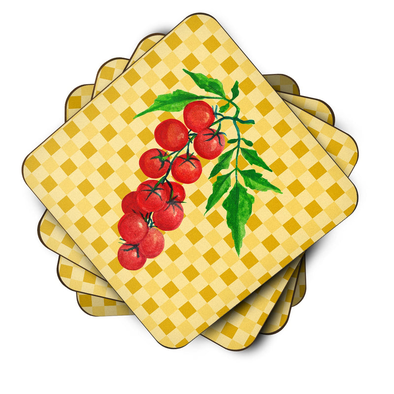 Cherry Tomato on Basketweave Foam Coaster Set of 4 BB7194FC