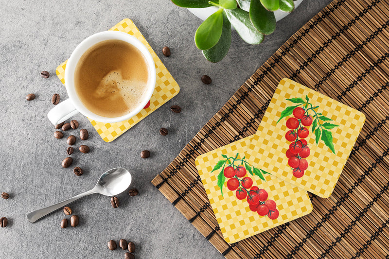 Cherry Tomato on Basketweave Foam Coaster Set of 4 BB7194FC