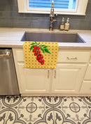 Cherry Tomato on Basketweave Kitchen Towel Velour Plush Front and Cotton Loop Back Machine Washable