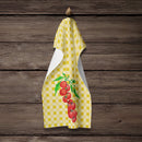 Cherry Tomato on Basketweave Kitchen Towel Velour Plush Front and Cotton Loop Back Machine Washable