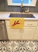 Chili Peppers on Basketweave Kitchen Towel Velour Plush Front and Cotton Loop Back Machine Washable