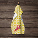 Chili Peppers on Basketweave Kitchen Towel Velour Plush Front and Cotton Loop Back Machine Washable