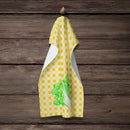 Lettuce on Basketweave Kitchen Towel Velour Plush Front and Cotton Loop Back Machine Washable