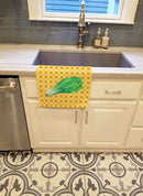 Mustard on Basketweave Kitchen Towel Velour Plush Front and Cotton Loop Back Machine Washable