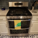 Mustard on Basketweave Kitchen Towel Velour Plush Front and Cotton Loop Back Machine Washable