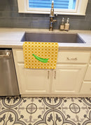 Peas on Basketweave Kitchen Towel Velour Plush Front and Cotton Loop Back Machine Washable