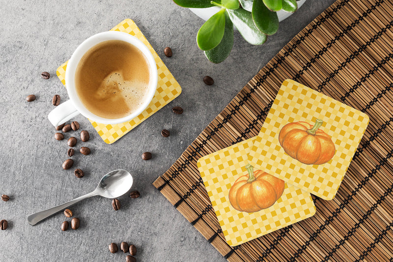 Pumpkin on Basketweave Foam Coaster Set of 4 BB7209FC