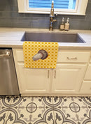 Rotkappe Mushroom on Basketweave Kitchen Towel Velour Plush Front and Cotton Loop Back Machine Washable