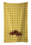 Star Anise on Basketweave Kitchen Towel Velour Plush Front and Cotton Loop Back Machine Washable