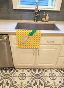White Radish on Basketweave Kitchen Towel Velour Plush Front and Cotton Loop Back Machine Washable