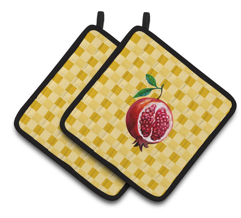 Sliced Pomegranate on Basketweave Pair of Pot Holders BB7250PTHD