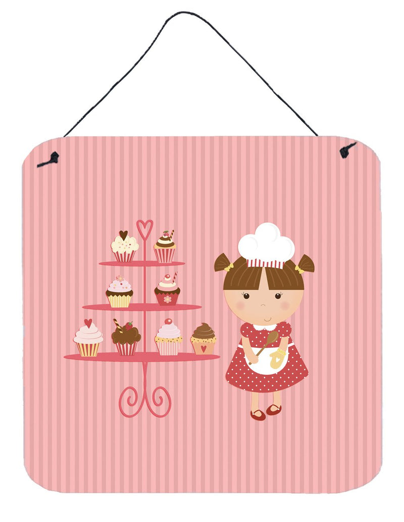 Cupcake Baker Brunette Pink Wall or Door Hanging Prints BB7254DS66