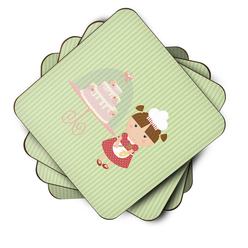 Cake Baker Brunette Green Foam Coaster Set of 4 BB7256FC