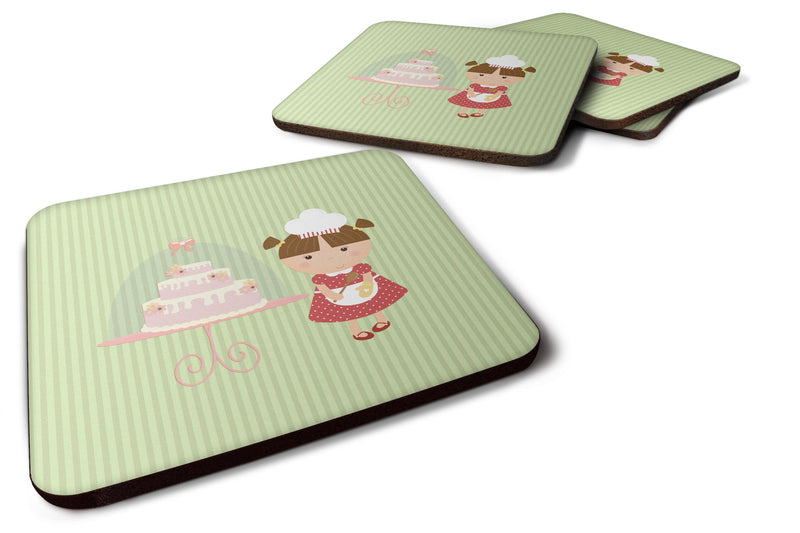 Cake Baker Brunette Green Foam Coaster Set of 4 BB7256FC