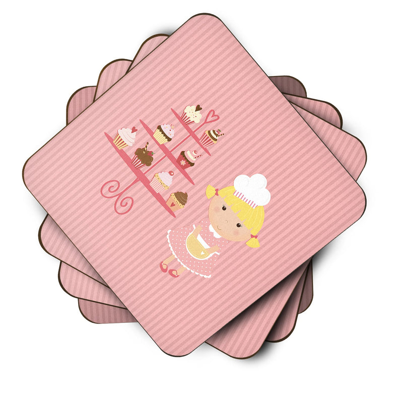 Cupcake Baker Blonde Pink Foam Coaster Set of 4 BB7260FC