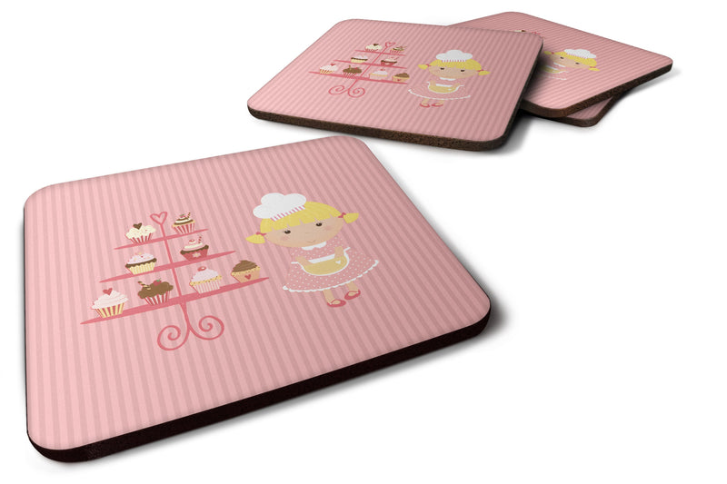 Cupcake Baker Blonde Pink Foam Coaster Set of 4 BB7260FC