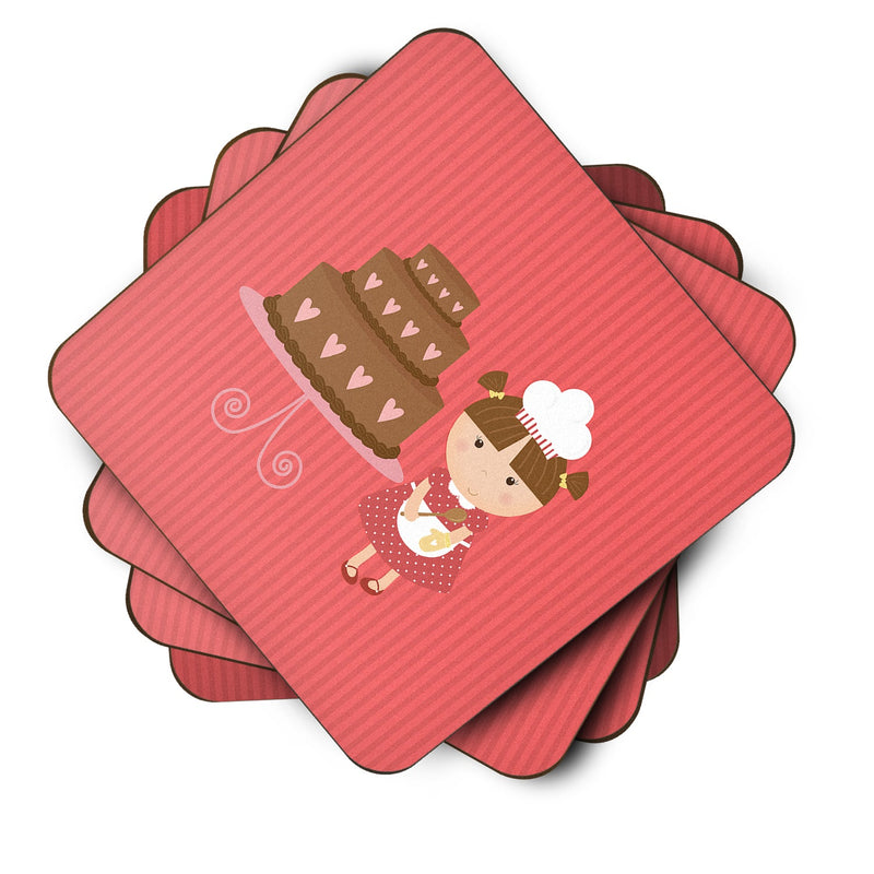 Valentine's Cake Baker Brunette Foam Coaster Set of 4 BB7263FC