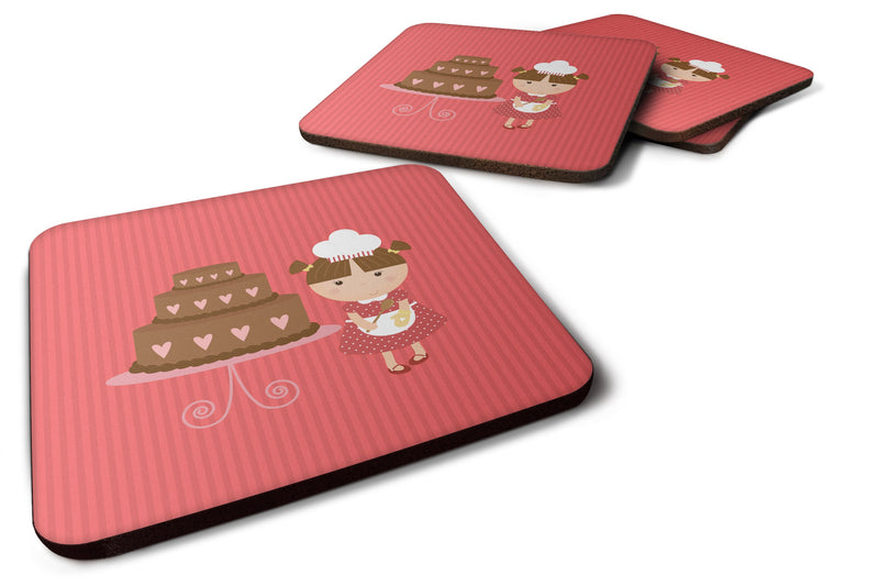 Valentine's Cake Baker Brunette Foam Coaster Set of 4 BB7263FC