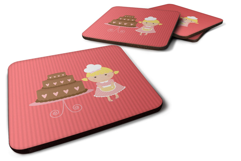 Valentine's Cake Baker Blonde Foam Coaster Set of 4 BB7265FC