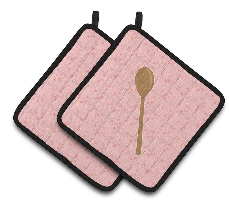 Wooden Spoon Pink Pair of Pot Holders BB7270PTHD