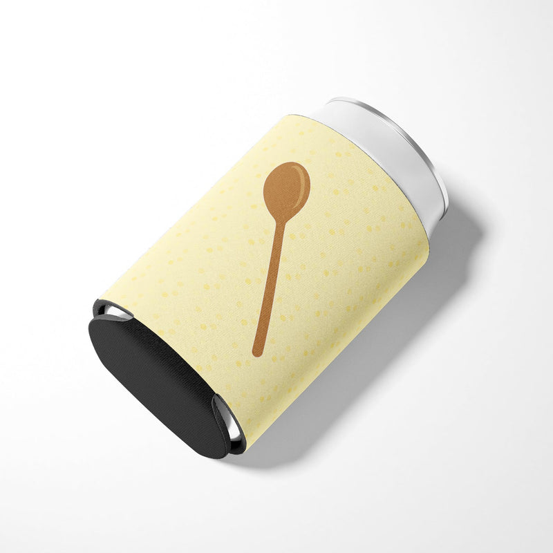 Wooden Spoon on Yellow Can or Bottle Hugger BB7285CC