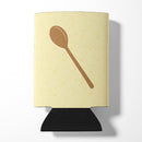 Wooden Spoon on Yellow Can or Bottle Hugger Cooler Sleeve for Standard 12 oz Cans, Insulated Foam Beer & Soda Can Hugger Reusable