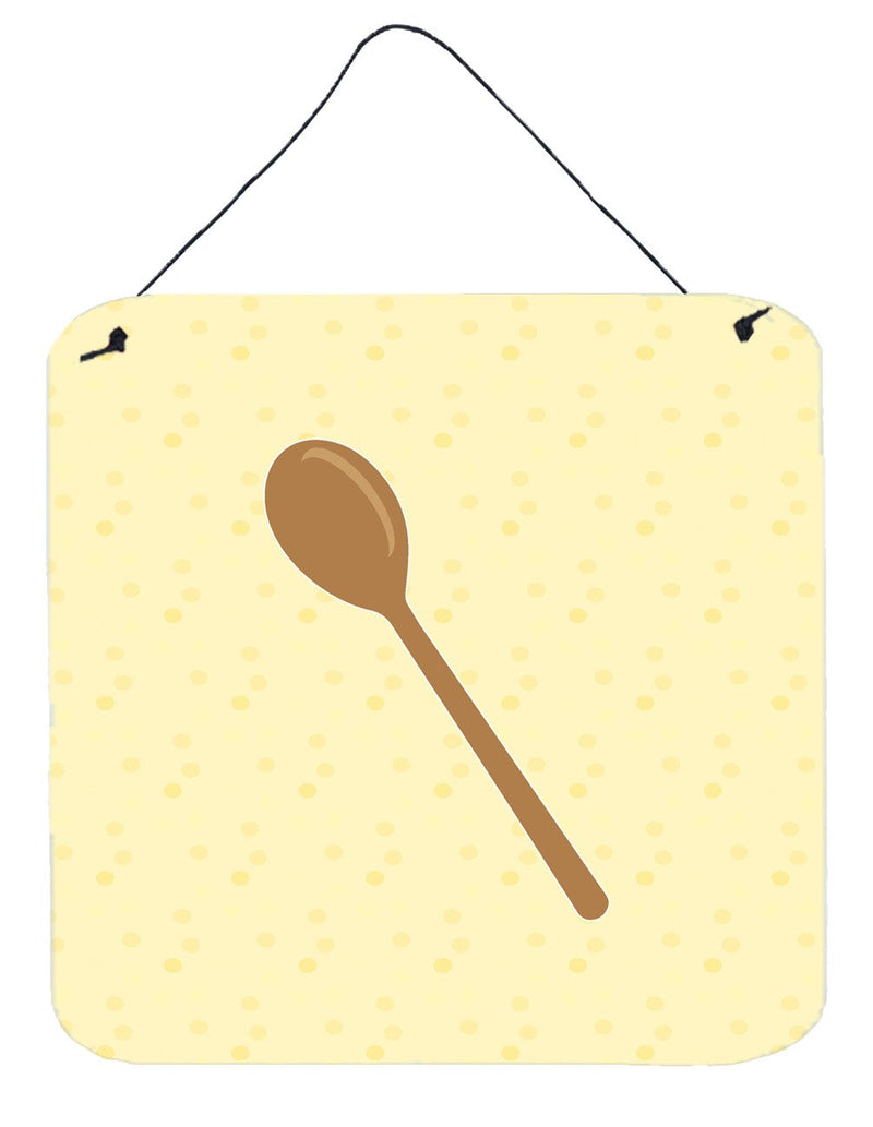 Wooden Spoon on Yellow Wall or Door Hanging Prints BB7285DS66