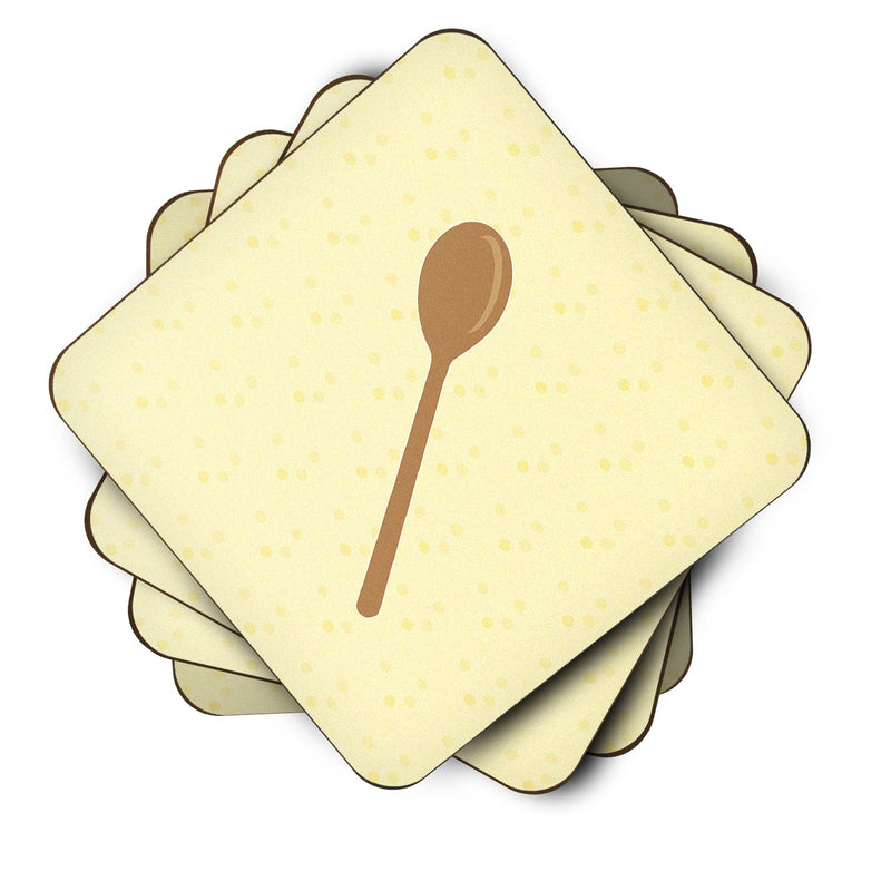 Wooden Spoon on Yellow Foam Coaster Set of 4 BB7285FC