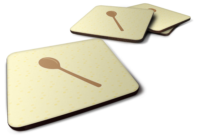 Wooden Spoon on Yellow Foam Coaster Set of 4 BB7285FC