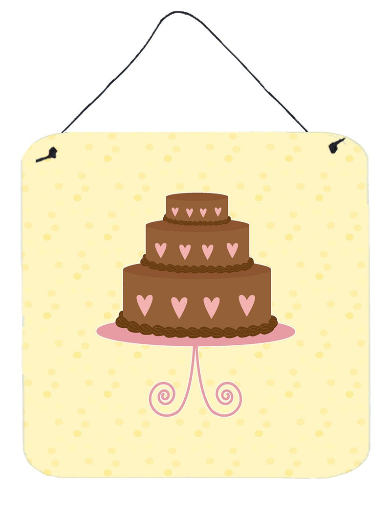 3 Tier Heart Chocolate Cake on Yellow Wall or Door Hanging Prints BB7288DS66