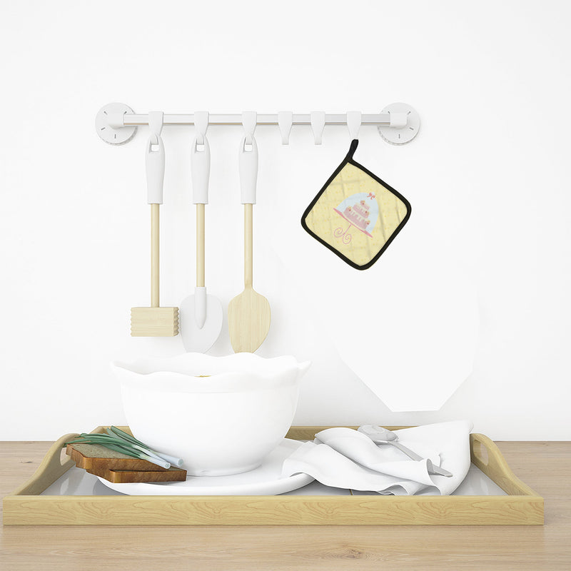3 Tier Cake on Yellow Pot Holders - Set of 2 - Heat-Resistant Kitchen Essentials BB7291PTHD