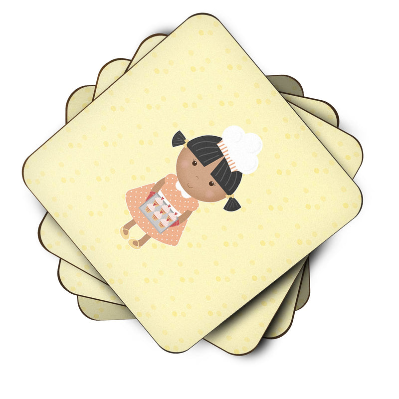 African American Baker on Yellow Foam Coaster Set of 4 BB7293FC