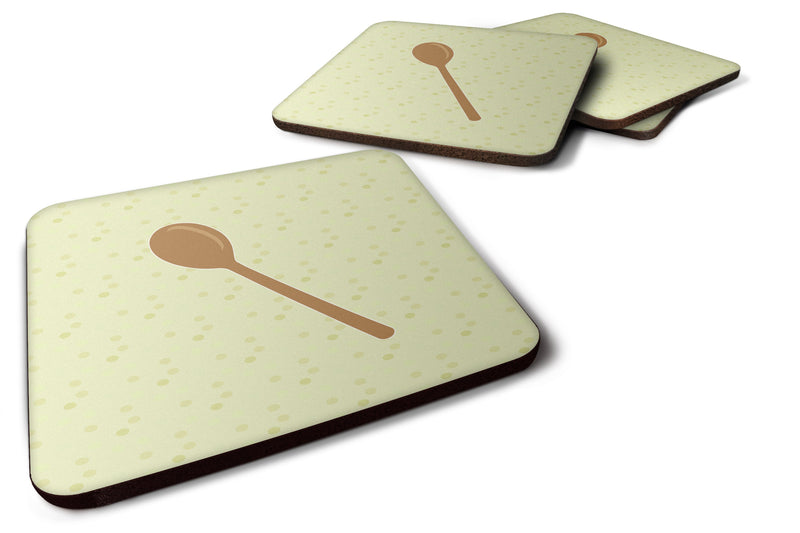 Wooden Spoon on Green Foam Coaster Set of 4 BB7300FC