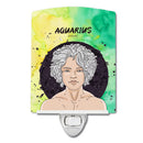 Aquarius Zodiac Sign Ceramic Night Light Compact, UL-Certified, Ideal for Bedroom, Bathroom, Nursery, Hallway, Kitchen, 6x4x3, Multicolor