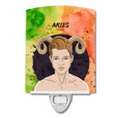 Aries Zodiac Sign Ceramic Night Light Compact, UL-Certified, Ideal for Bedroom, Bathroom, Nursery, Hallway, Kitchen, 6x4x3, Multicolor