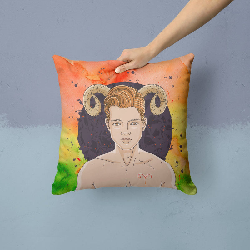 Aries Zodiac Sign Fabric Decorative Pillow BB7317PW1414