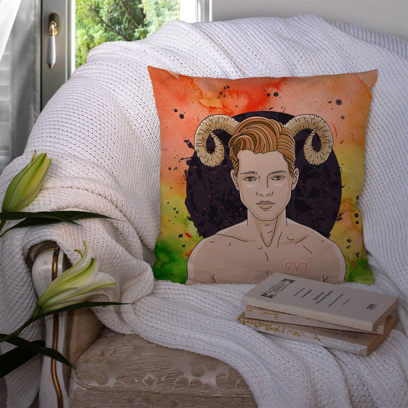 Aries Zodiac Sign Fabric Decorative Pillow BB7317PW1414