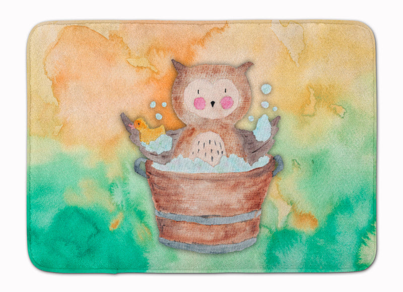 Owl Bathing Watercolor Machine Washable Memory Foam Mat BB7342RUG