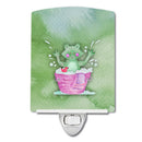 Frog Bathing Watercolor Ceramic Night Light Compact, UL-Certified, Ideal for Bedroom, Bathroom, Nursery, Hallway, Kitchen, 6x4x3, Multicolor