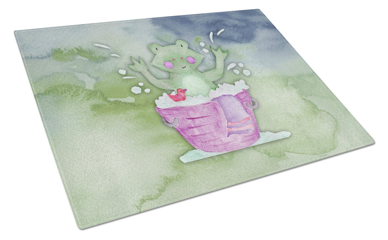 Frog Bathing Watercolor Glass Cutting Board Large BB7343LCB