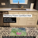 Frog Bathing Watercolor Memory Foam Kitchen Mat Machine Washable Anti-Fatigue Cushion Comfort Bath or Kitchen Rug