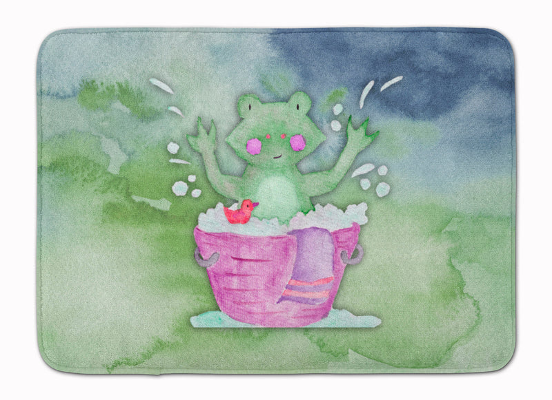 Frog Bathing Watercolor Machine Washable Memory Foam Mat BB7343RUG