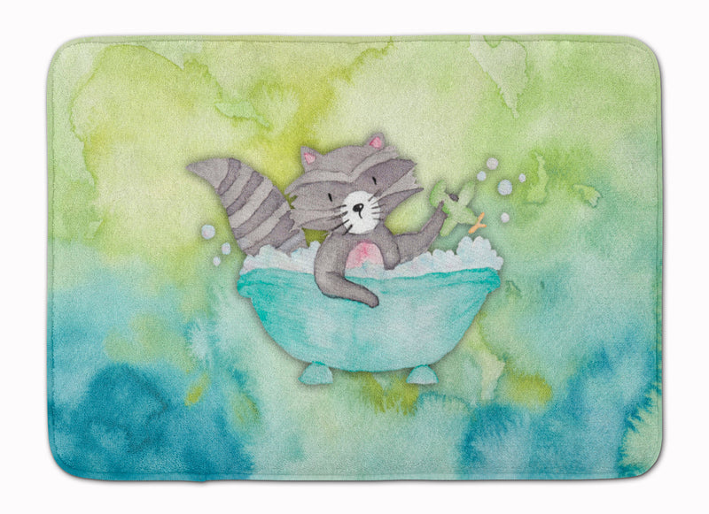 Raccoon Bathing Watercolor Machine Washable Memory Foam Mat BB7345RUG