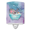 Elephant Bathing Watercolor Ceramic Night Light Compact, UL-Certified, Ideal for Bedroom, Bathroom, Nursery, Hallway, Kitchen, 6x4x3, Multicolor