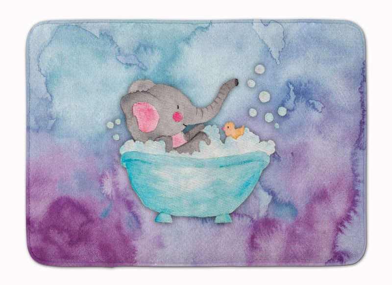 Elephant Bathing Watercolor Machine Washable Memory Foam Mat BB7346RUG